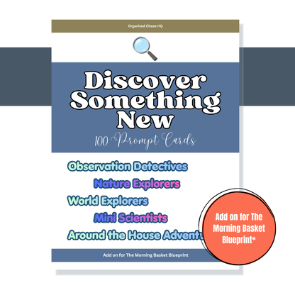Discover Something New Exploration Prompt Cards | 100 Printable Science & Observation Activities for Kids | Homeschool STEM & Nature Study