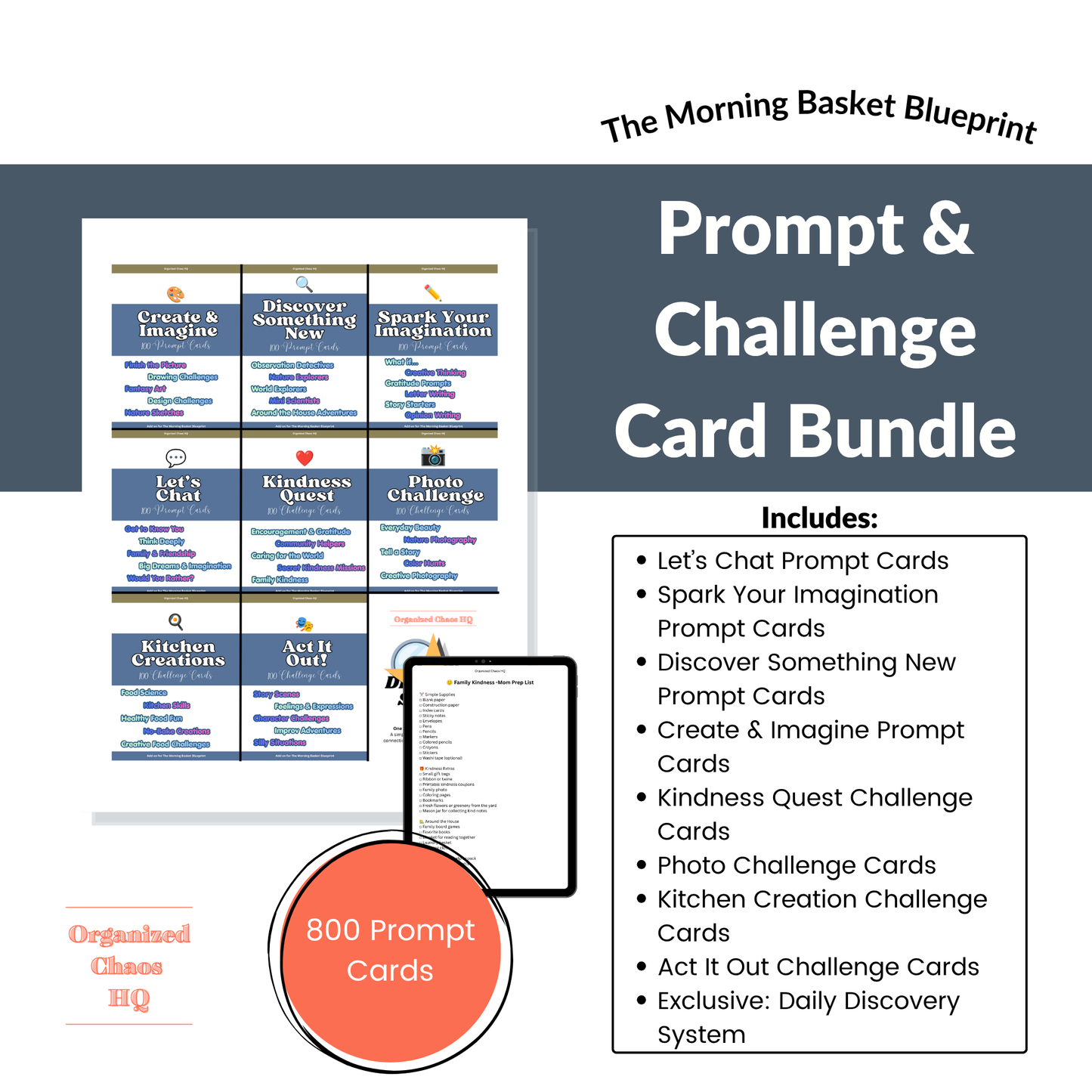 Daily Discovery System | 800 Printable Prompt & Challenge Cards for Kids | Homeschool Morning Basket Bundle, Family Activities & Screen-Free Learning