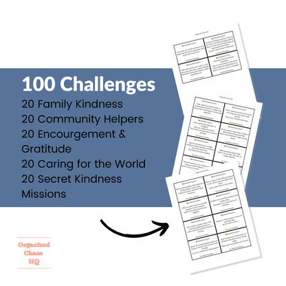 Kindness Quest Challenge Cards | 100 Printable Kindness Activities for Kids | Character Education, SEL & Homeschool Family Activities
