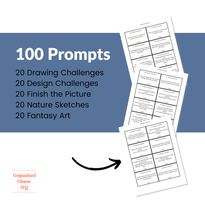 Create & Imagine Drawing Prompt Cards | 100 Printable Art Prompt Cards for Kids | Homeschool Art Activities & Creative Drawing Challenges