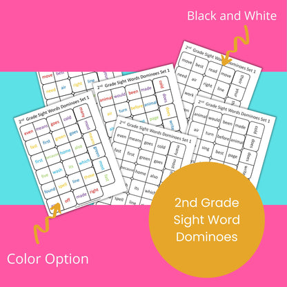 2nd Grade Sight Word Dominoes | Educational Printable | 2nd Grade English